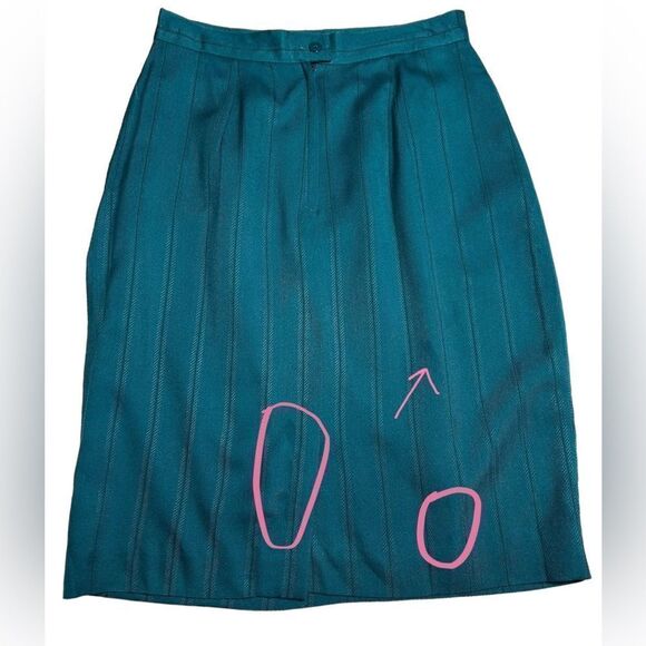 Vintage Robinsons Blue Skirt Set Skirt Suit Matching Blazer One Button Shoulder - Picture 13 of 16